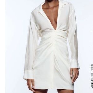 Long Sleeve Collar Scrunch Zara Dress